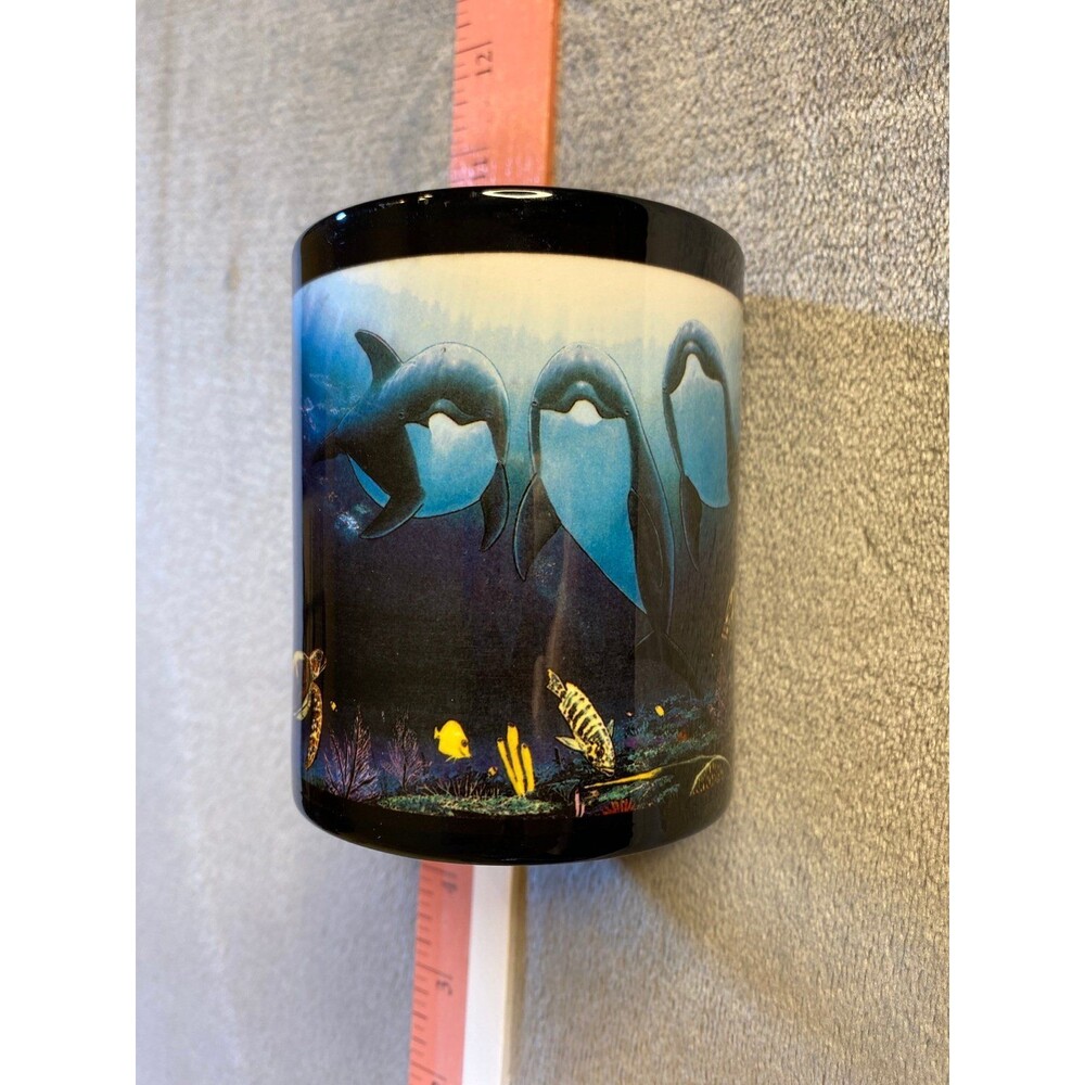 South Padre Island, Texas, Black with Orca's Coffee/Tea Mug, 2002